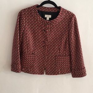 Ann Taylor LOFT tweed red sleek blazer size 8